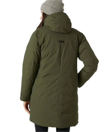 Utility Green coloured Helly Hansen Womens Adore Helly Tech Parka on white background 