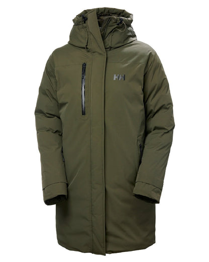 Utility Green coloured Helly Hansen Womens Adore Helly Tech Parka on white background 