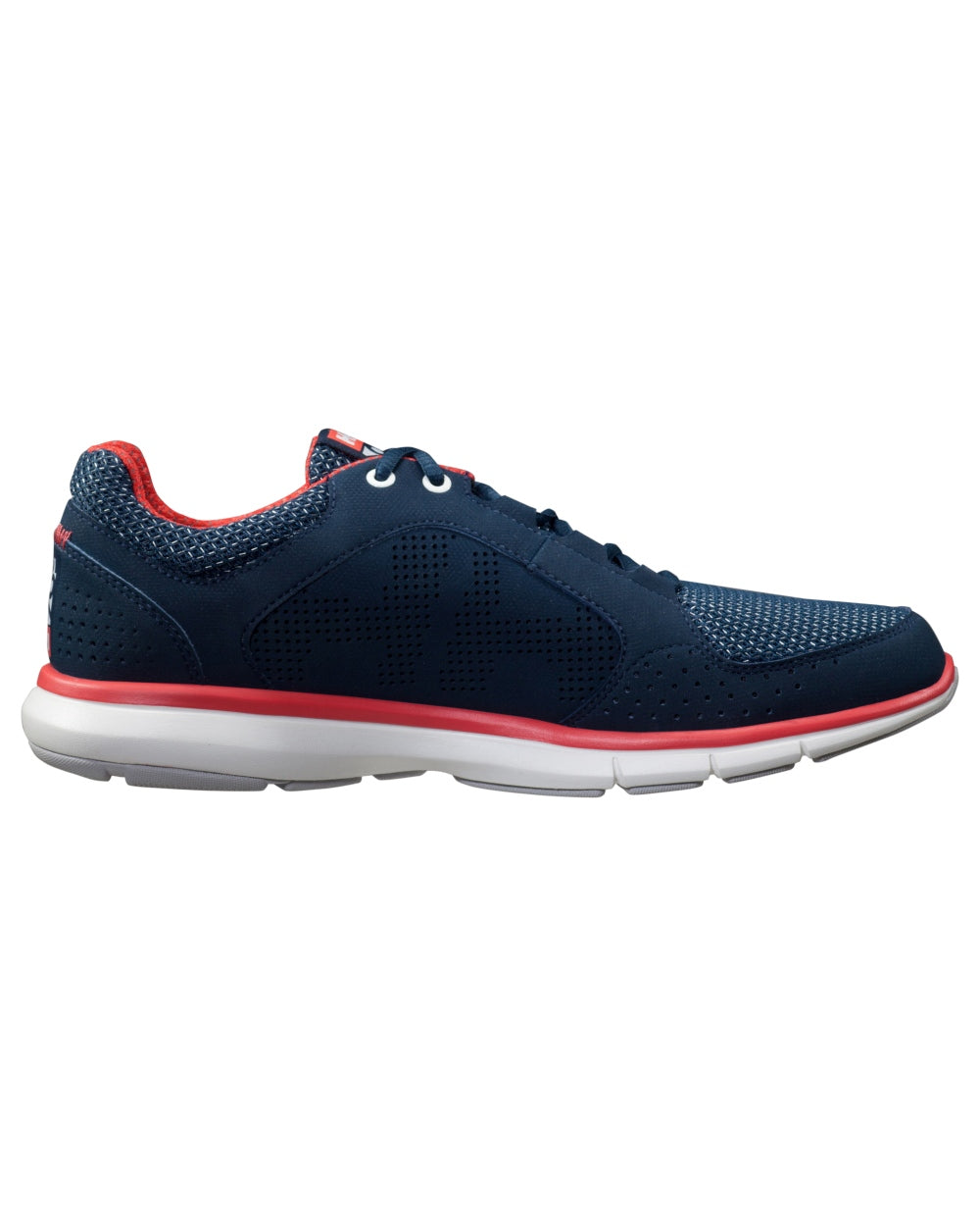 Navy Off Coloured Helly Hansen Womens Ahiga V4 HP Aqua Trainers on White Background
