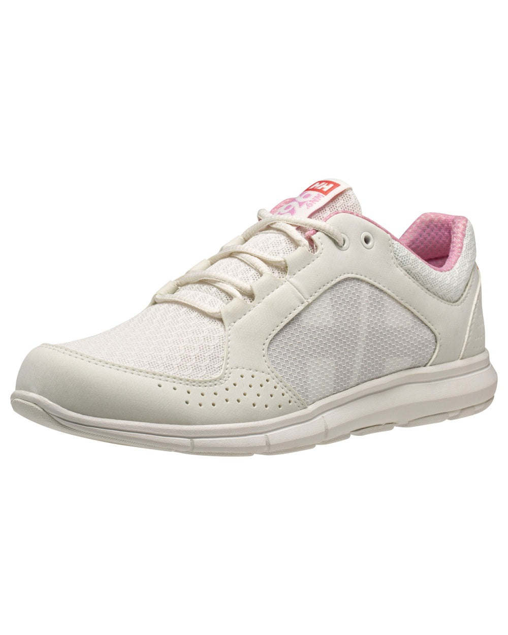 Off White Pink Sorbet Coloured Helly Hansen Womens Ahiga V4 HP Aqua Trainers on White Background
