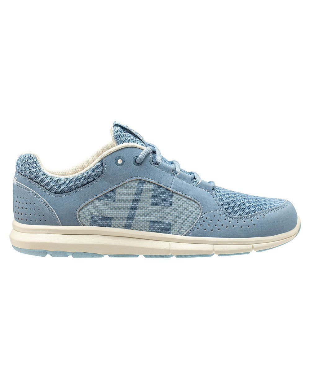 Windy Blue Coloured Helly Hansen Womens Ahiga V4 HP Aqua Trainers on White Background
