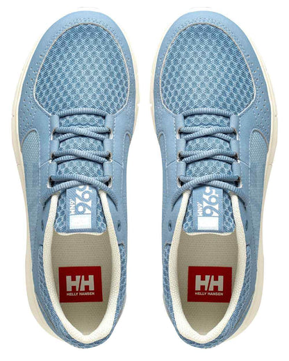 Windy Blue Coloured Helly Hansen Womens Ahiga V4 HP Aqua Trainers on White Background

