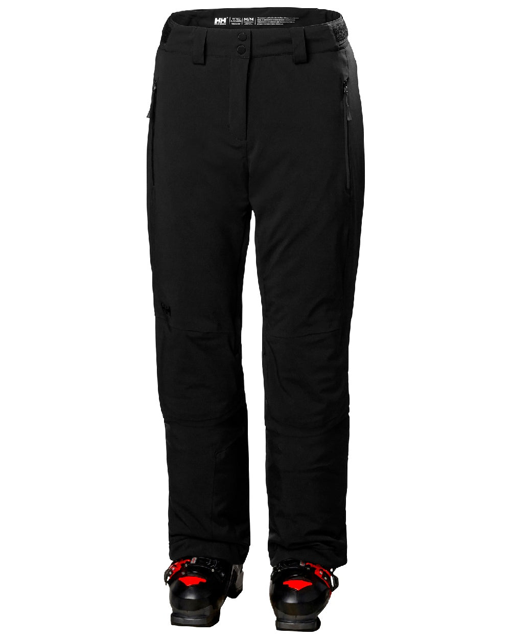 Black Coloured Helly Hansen Womens Alphelia 2.0 Insulated Ski Pants on white background 