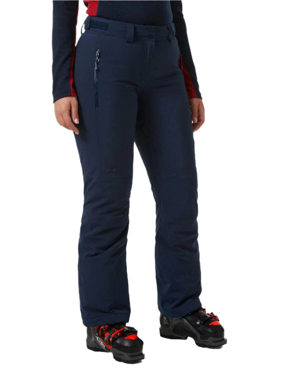 Navy Coloured Helly Hansen Womens Alphelia 2.0 Insulated Ski Pants on white background 