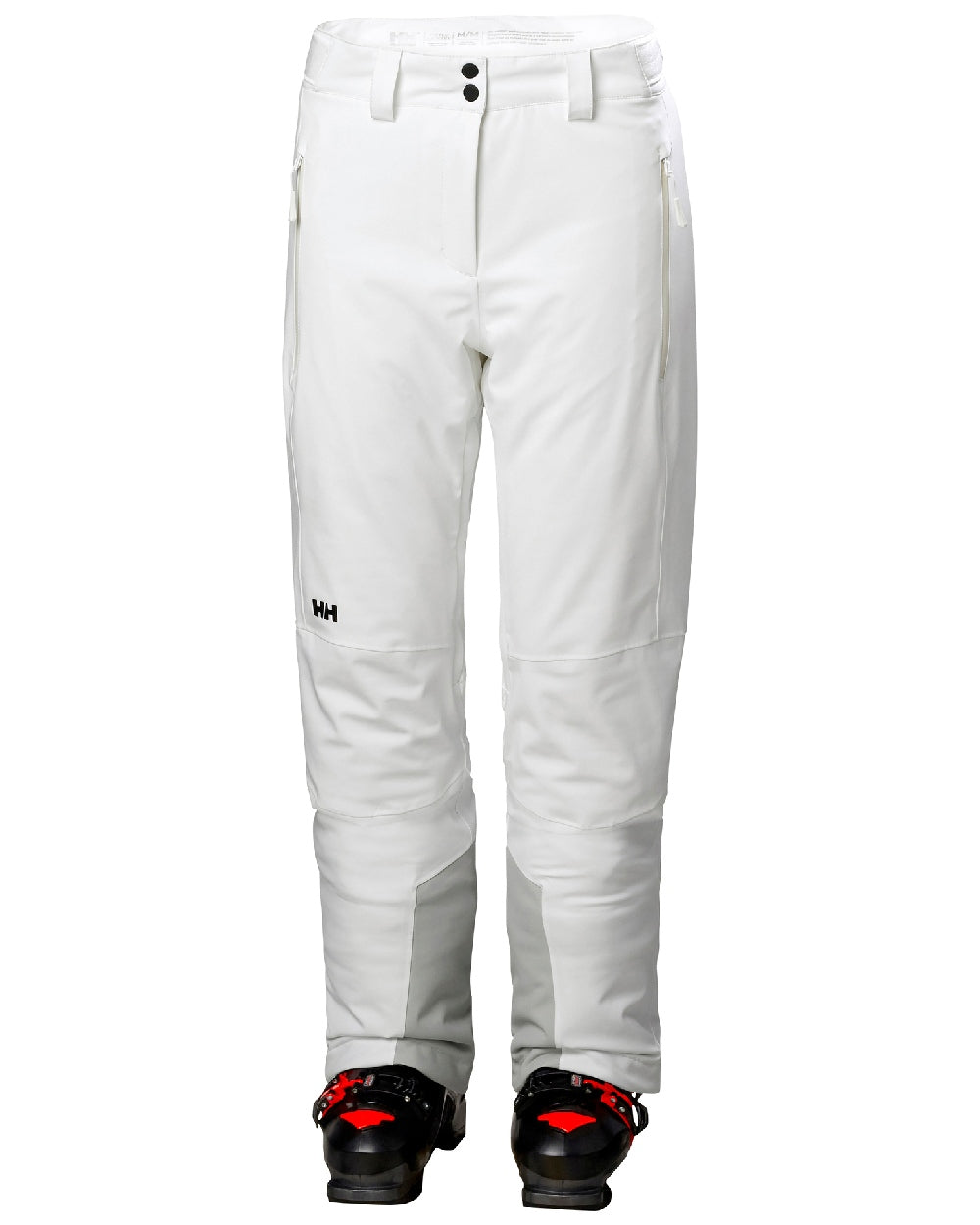 White Coloured Helly Hansen Womens Alphelia 2.0 Insulated Ski Pants on white background 