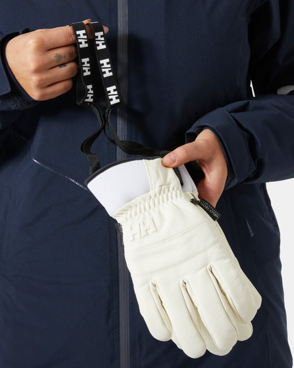 Snow Coloured Helly Hansen Womens Alphelia Gloves on white background 