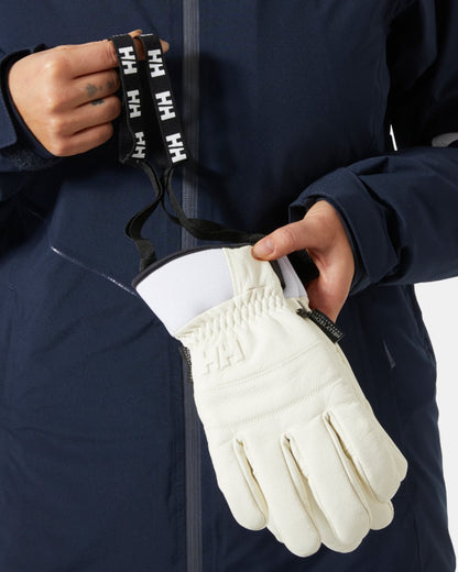 Snow Coloured Helly Hansen Womens Alphelia Gloves on white background 