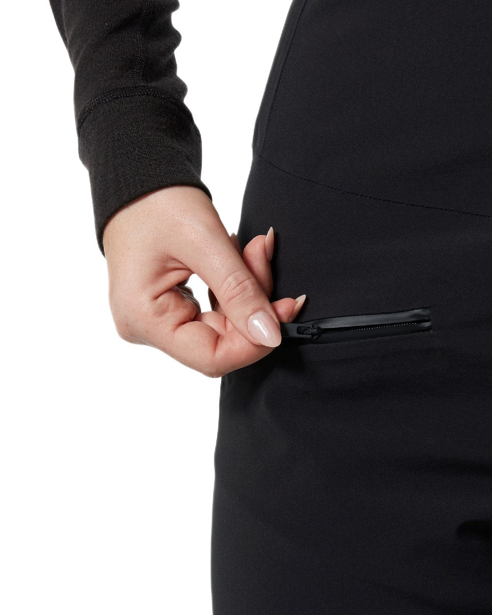 Black Coloured Helly Hansen Womens Alphelia High Waist Insulated Pants on white background 