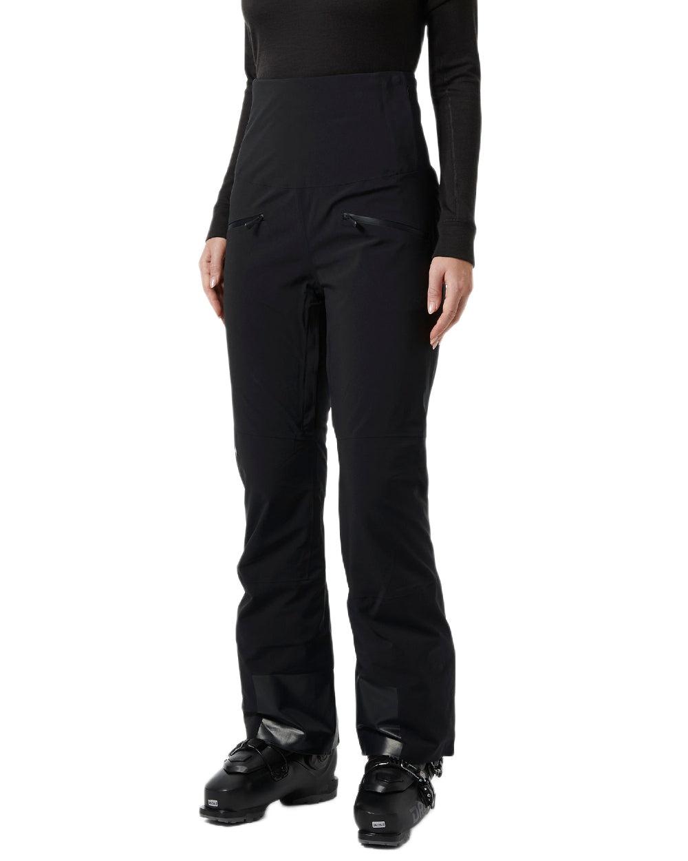 Black Coloured Helly Hansen Womens Alphelia High Waist Insulated Pants on white background 