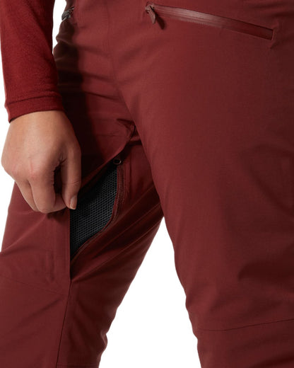 Mars Red Coloured Helly Hansen Womens Alphelia High Waist Insulated Pants on white background 