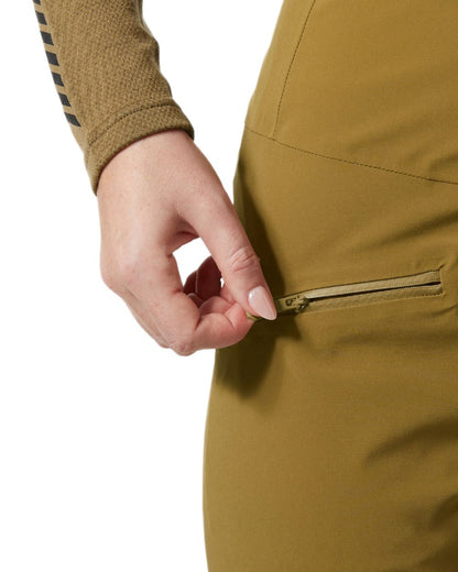 Sepia Coloured Helly Hansen Womens Alphelia High Waist Insulated Pants on white background 