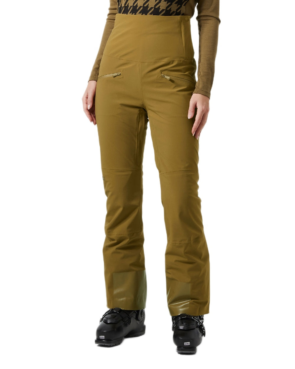Sepia Coloured Helly Hansen Womens Alphelia High Waist Insulated Pants on white background 