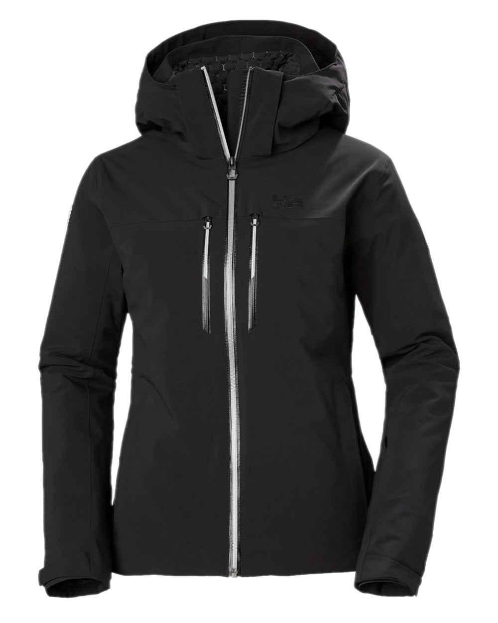 Black Coloured Helly Hansen Womens Alphelia Lifaloft Ski Jacket on white background 