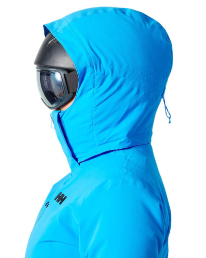 Cyan Coloured Helly Hansen Womens Alphelia Lifaloft Ski Jacket on white background 
