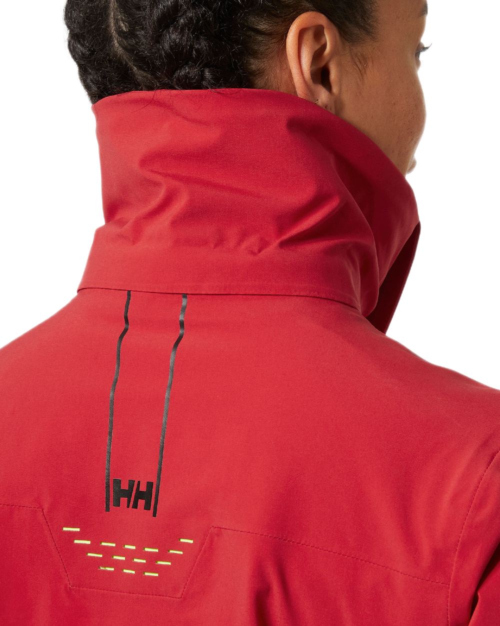 Red Coloured Helly Hansen Womens Alphelia Lifaloft Ski Jacket on white background 