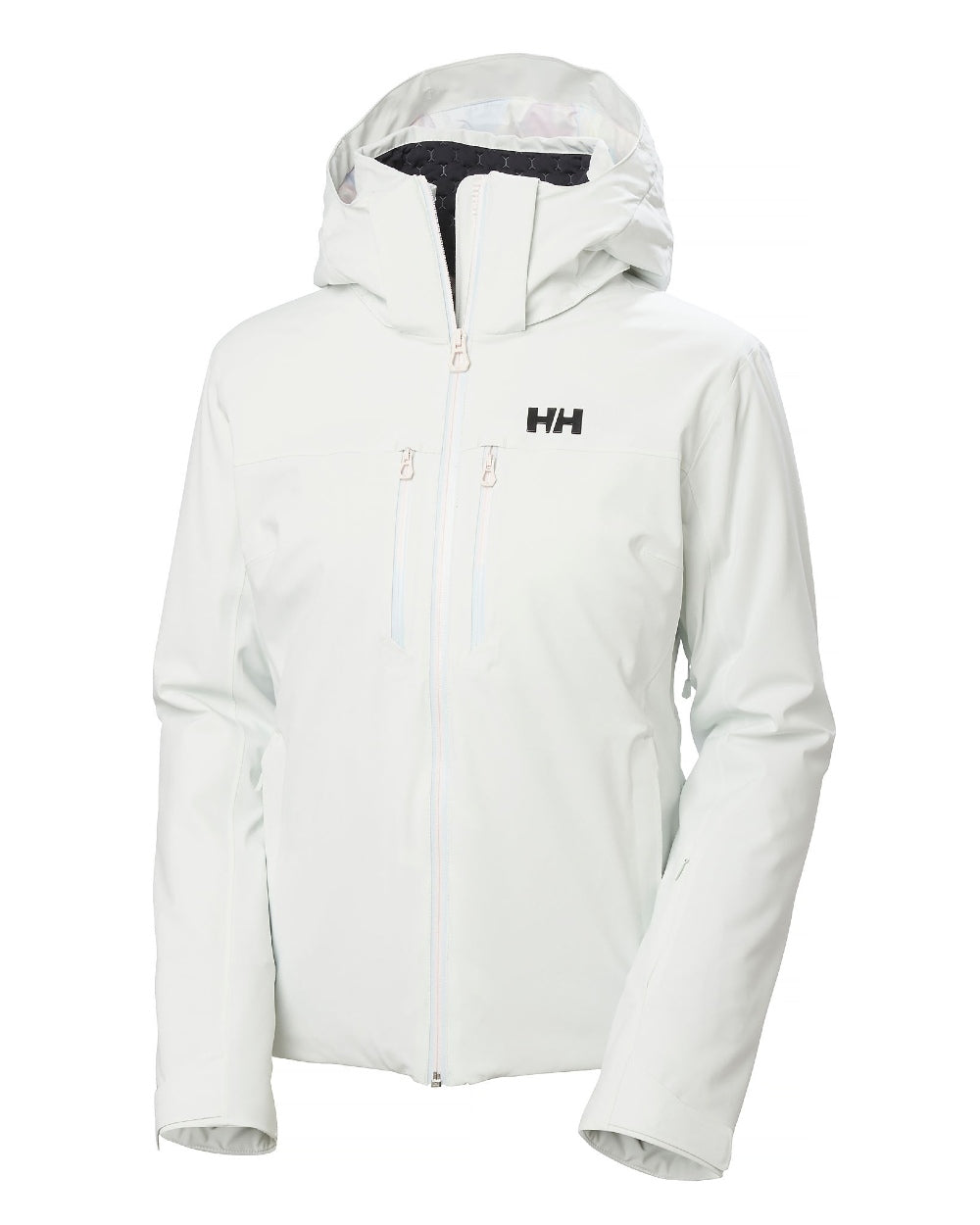 Seafoam Coloured Helly Hansen Womens Alphelia Lifaloft Ski Jacket on white background 