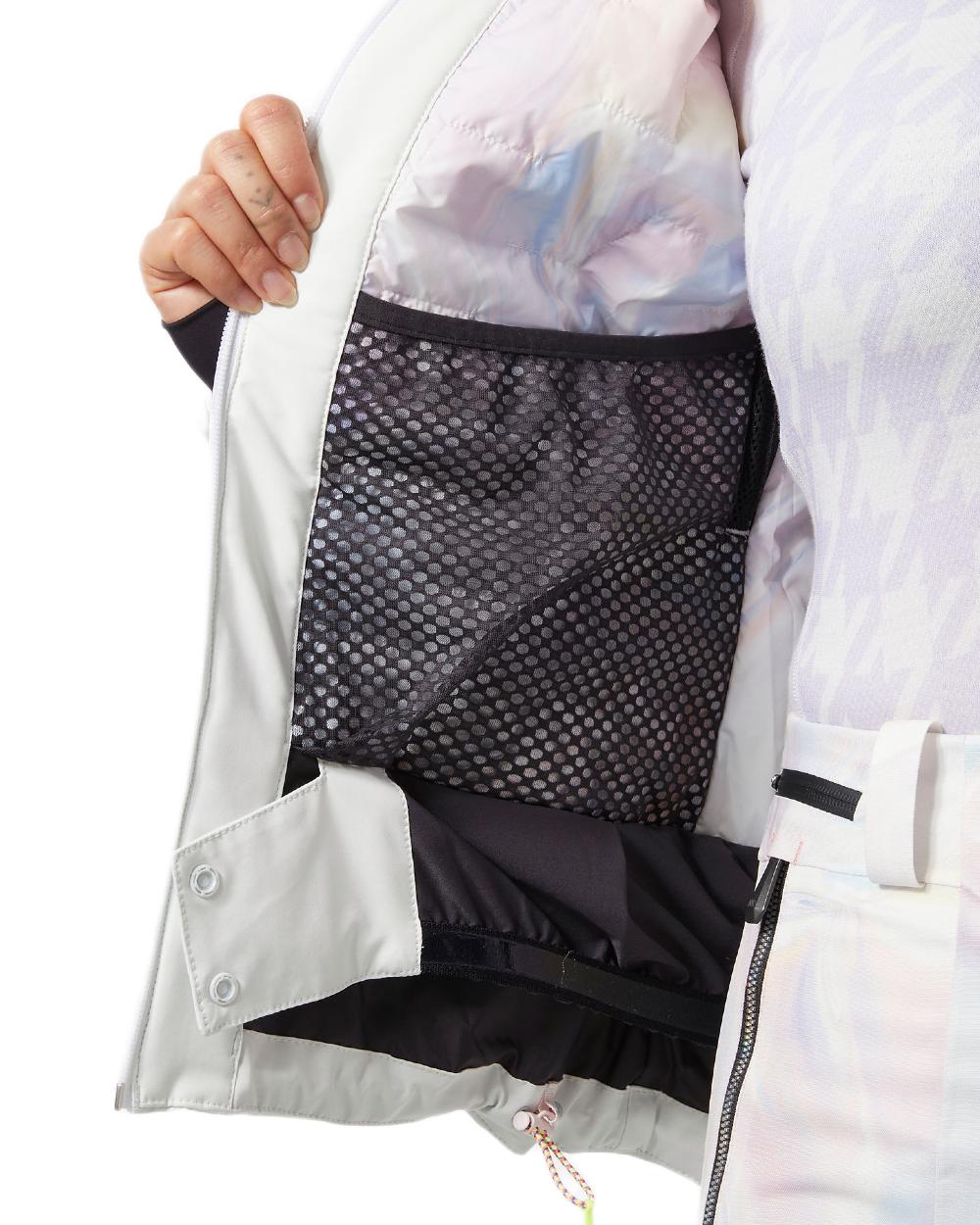 Seafoam Coloured Helly Hansen Womens Alphelia Lifaloft Ski Jacket on white background 