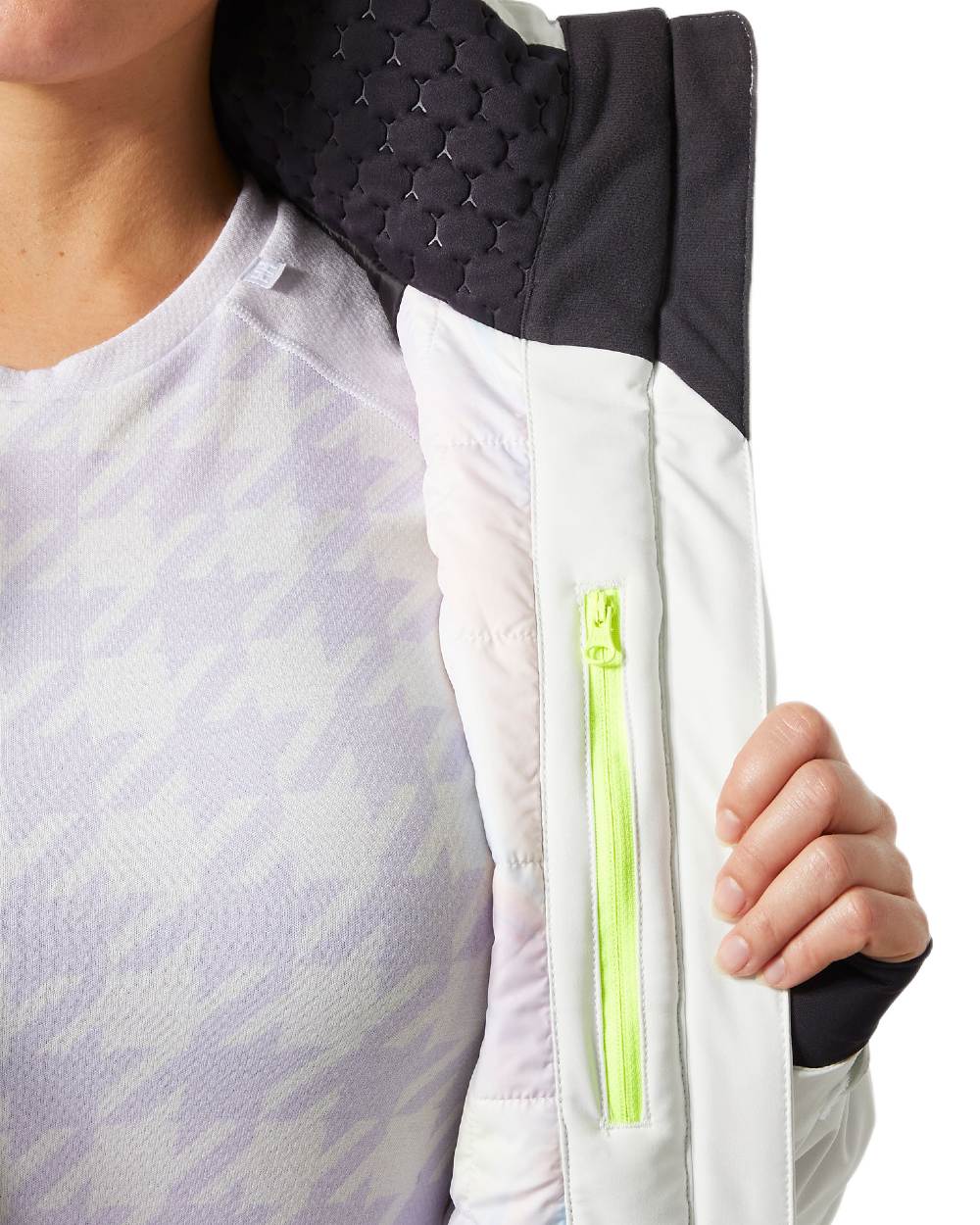 Seafoam Coloured Helly Hansen Womens Alphelia Lifaloft Ski Jacket on white background 