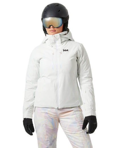 Seafoam Coloured Helly Hansen Womens Alphelia Lifaloft Ski Jacket on white background 