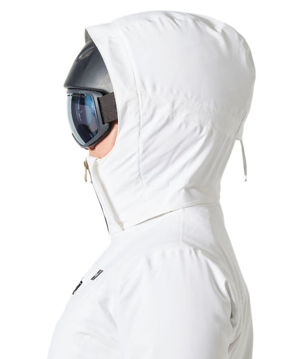 White Coloured Helly Hansen Womens Alphelia Lifaloft Ski Jacket on white background 