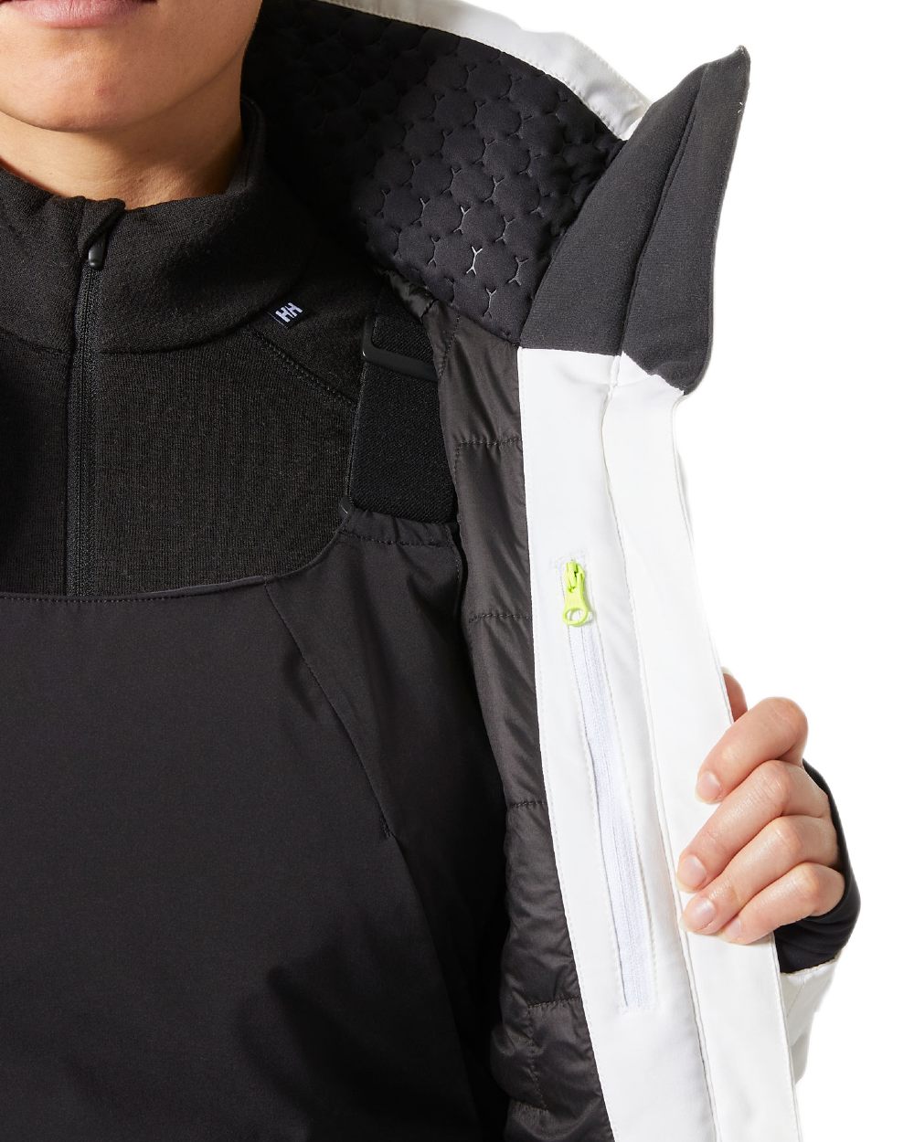 White Coloured Helly Hansen Womens Alphelia Lifaloft Ski Jacket on white background 