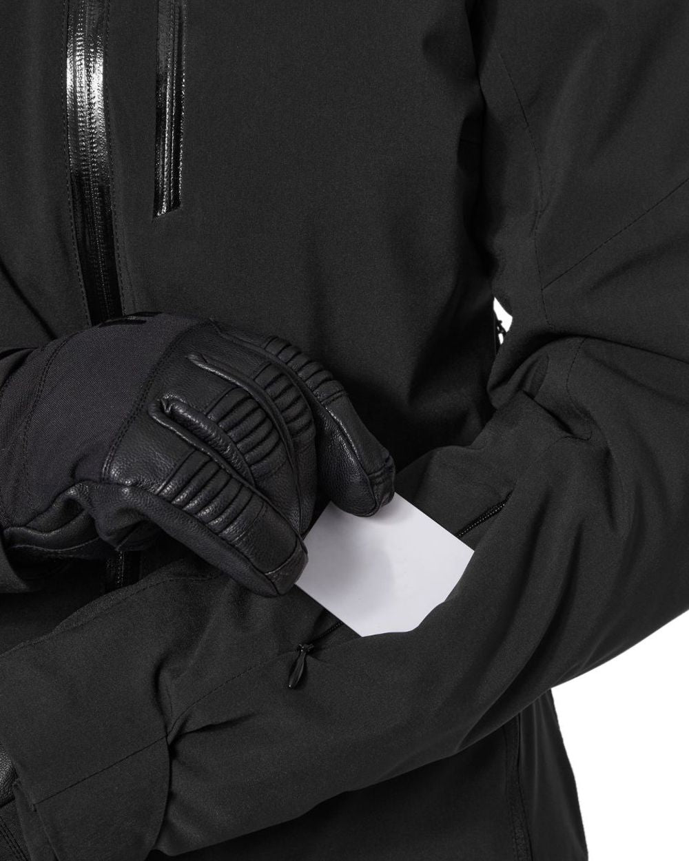 Black Coloured Helly Hansen Womens Alphelia Ski Jacket on white background 