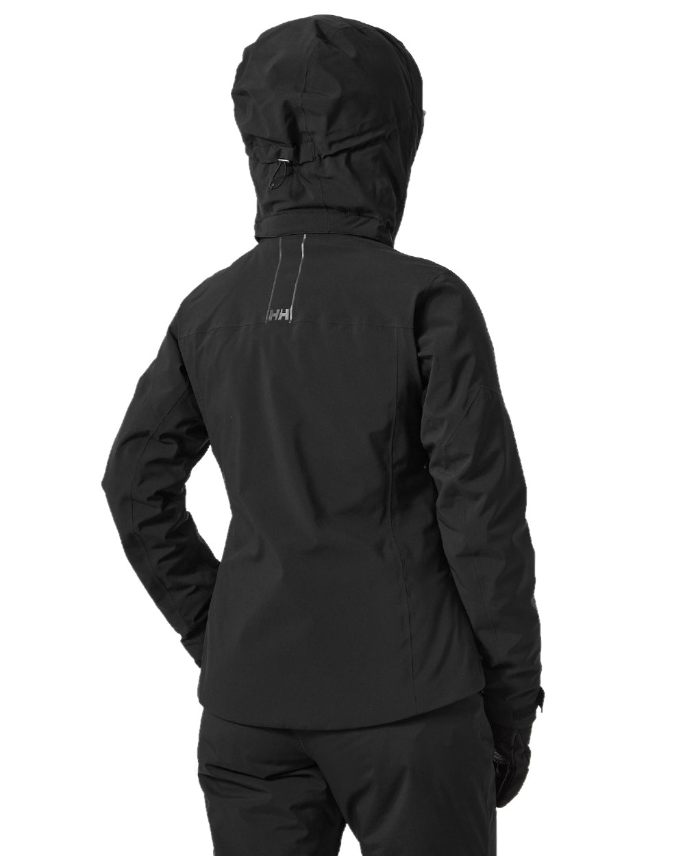 Black Coloured Helly Hansen Womens Alphelia Ski Jacket on white background 