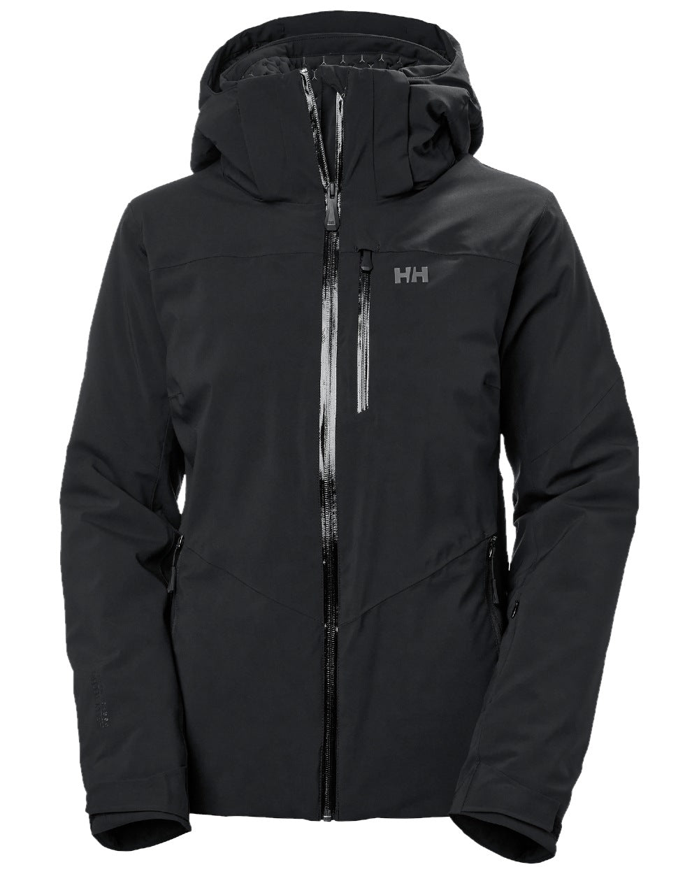 Black Coloured Helly Hansen Womens Alphelia Ski Jacket on white background 