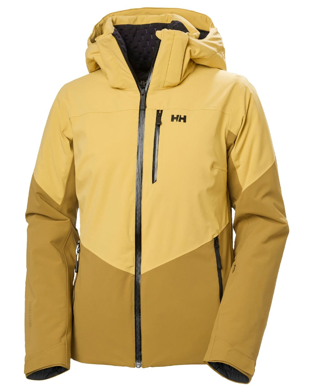 Sand Coloured Helly Hansen Womens Alphelia Ski Jacket on white background 