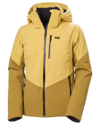 Sand Coloured Helly Hansen Womens Alphelia Ski Jacket on white background 