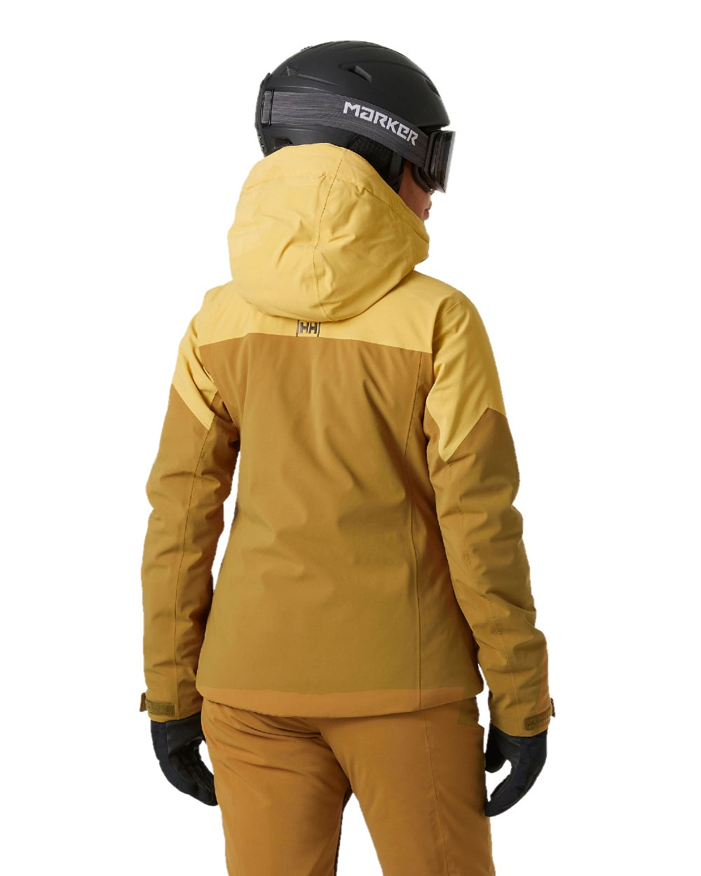 Sand Coloured Helly Hansen Womens Alphelia Ski Jacket on white background 