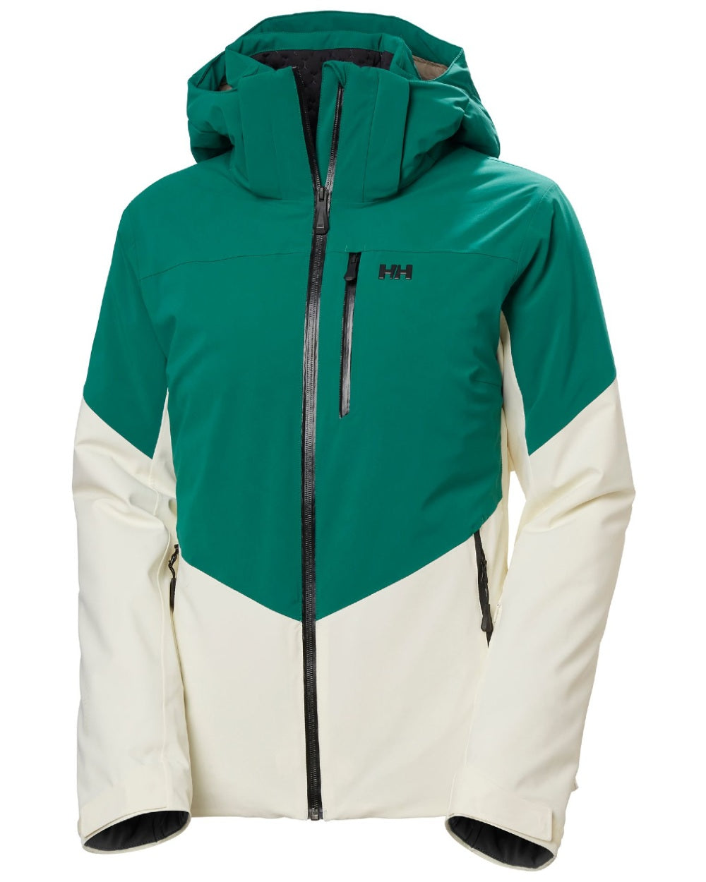 Emerald Snow Coloured Helly Hansen Womens Alphelia Ski Jacket on white background 