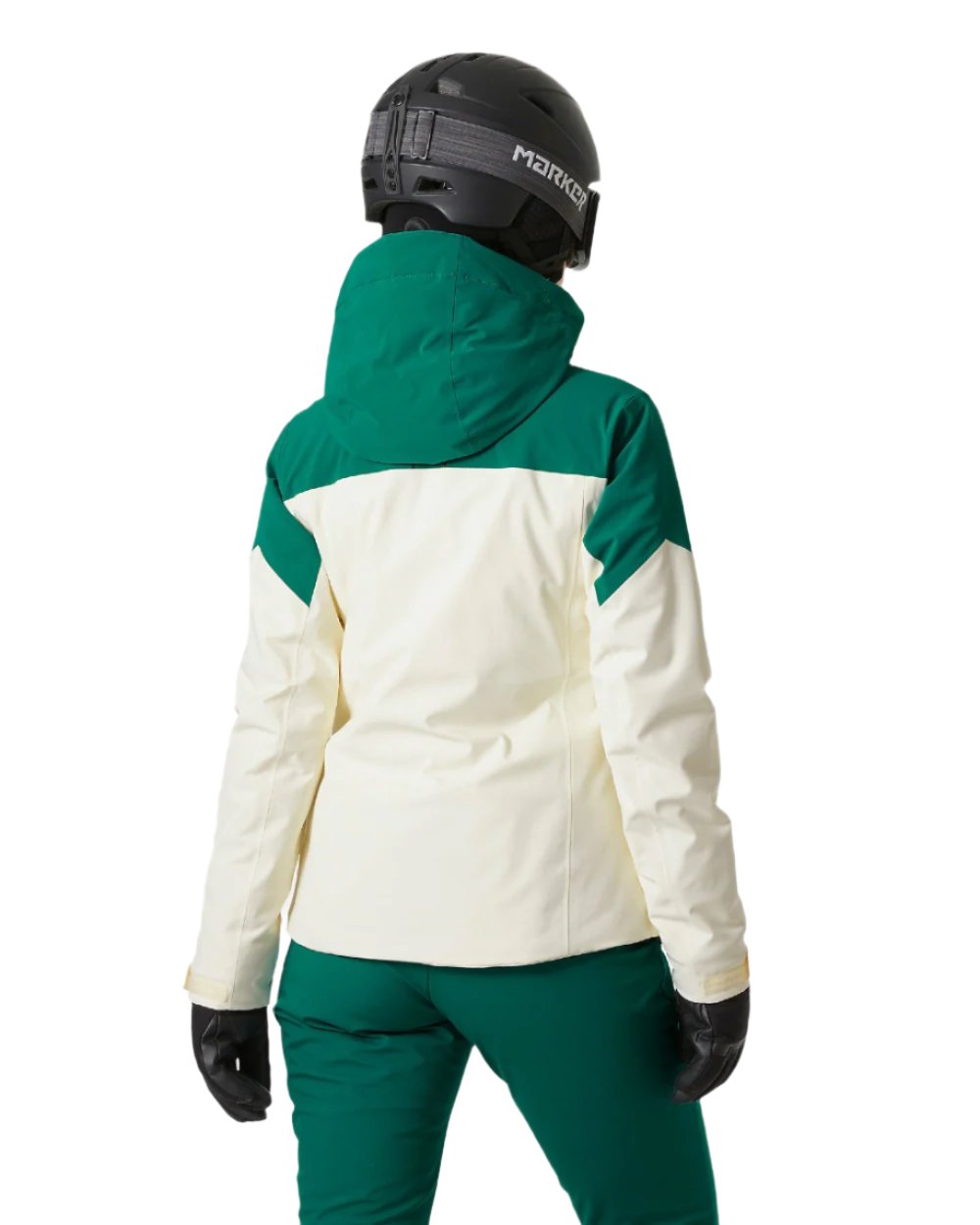 Emerald Snow Coloured Helly Hansen Womens Alphelia Ski Jacket on white background 