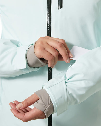 Icicle Coloured Helly Hansen Womens Alphelia Ski Jacket on white background 