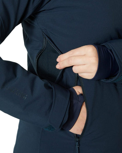 Navy Coloured Helly Hansen Womens Alphelia Ski Jacket on white background 