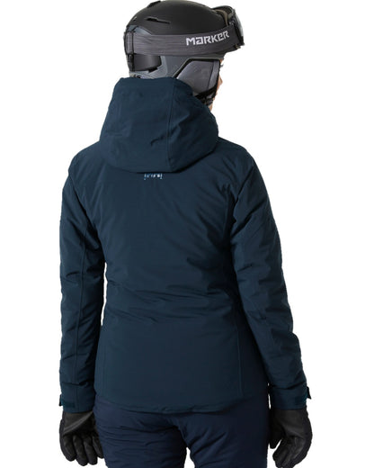 Navy Coloured Helly Hansen Womens Alphelia Ski Jacket on white background 