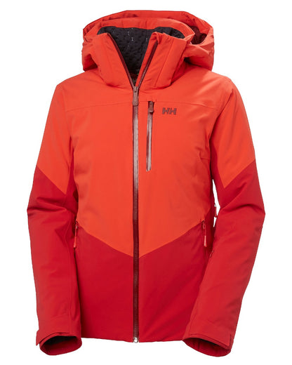 Red Coloured Helly Hansen Womens Alphelia Ski Jacket on white background 