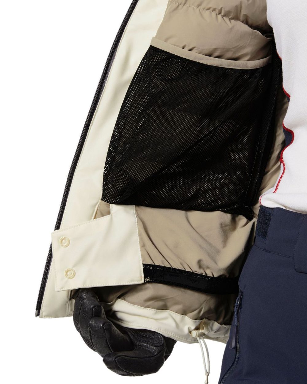 Snow Coloured Helly Hansen Womens Alphelia Ski Jacket on white background 