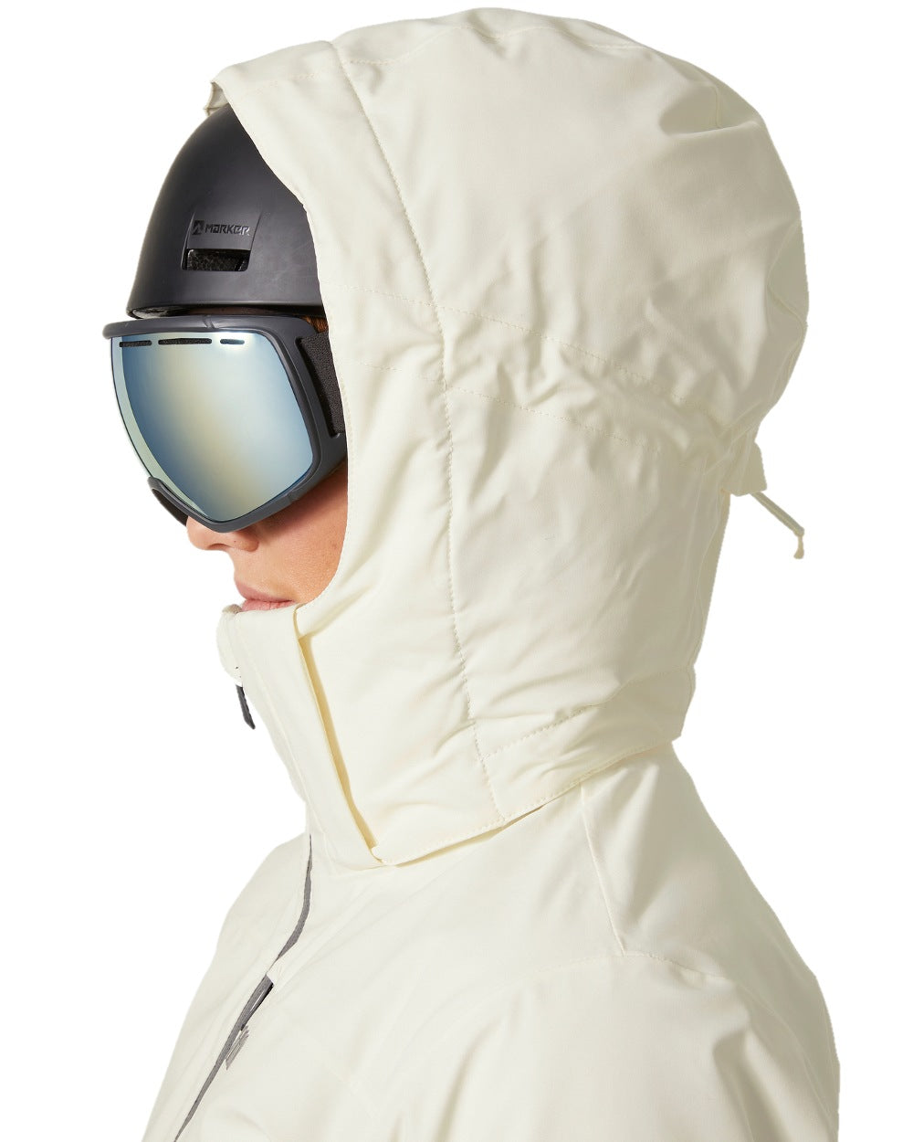 Snow Coloured Helly Hansen Womens Alphelia Ski Jacket on white background 