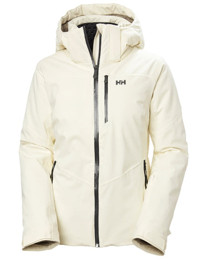 Snow Coloured Helly Hansen Womens Alphelia Ski Jacket on white background 