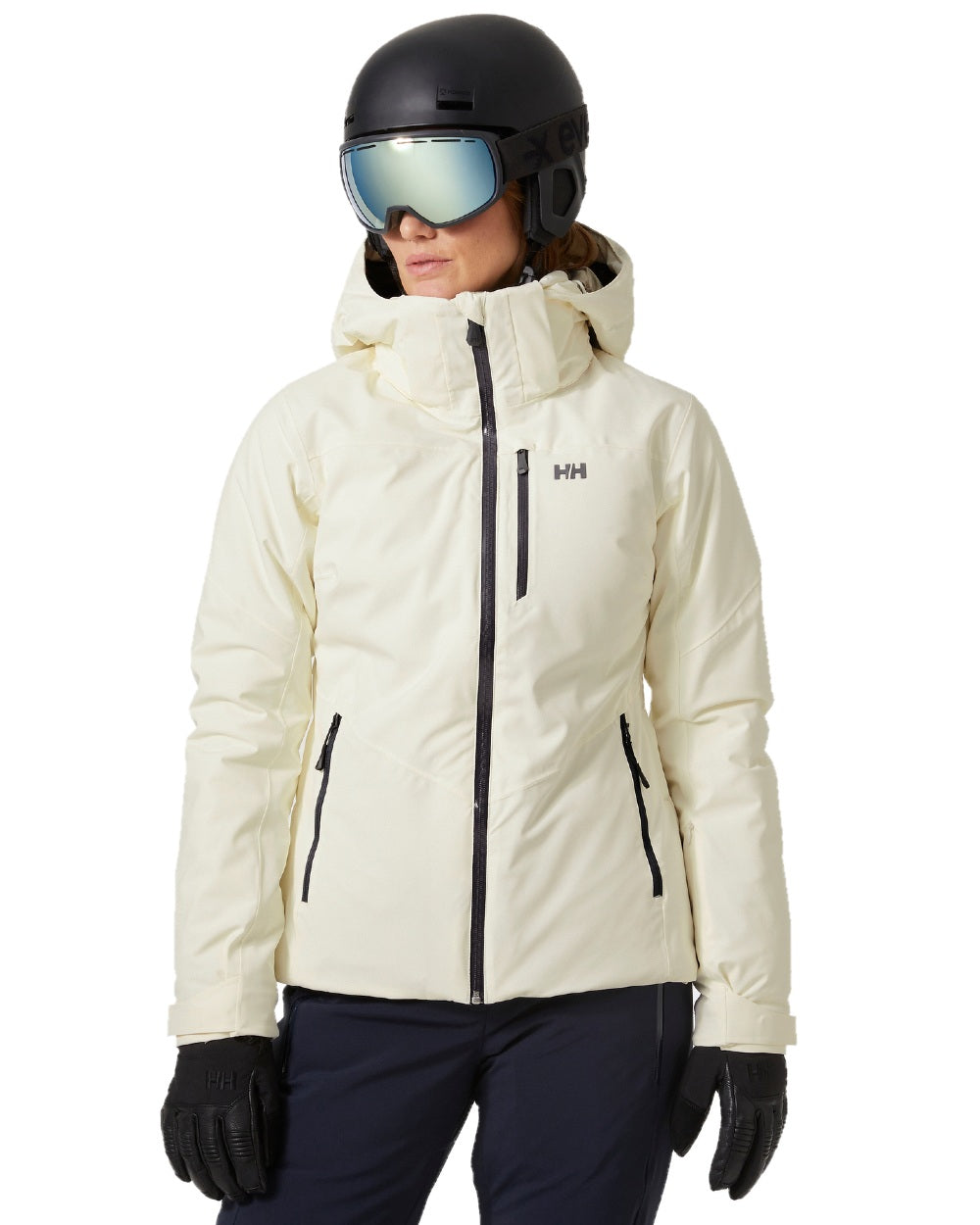 Snow Coloured Helly Hansen Womens Alphelia Ski Jacket on white background 