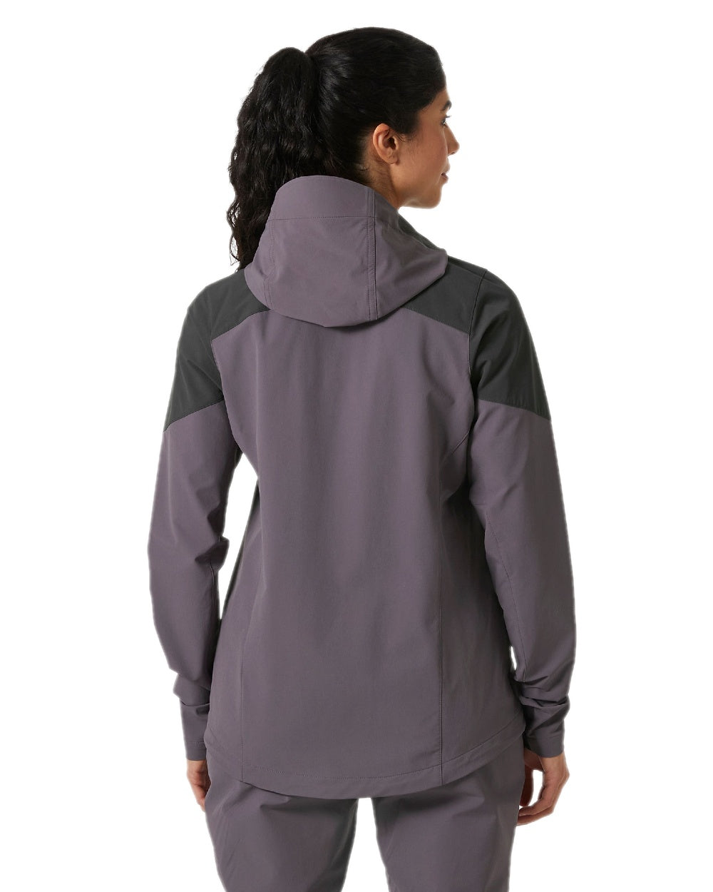 Smoked Purple Coloured Helly Hansen Womens Blaze Hooded Softshell Jacket on white background 
