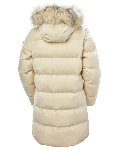 Cream Coloured Helly Hansen Womens Blossom Puffy Winter Parka on white background 