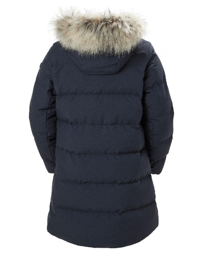 Navy Coloured Helly Hansen Womens Blossom Puffy Winter Parka on white background 