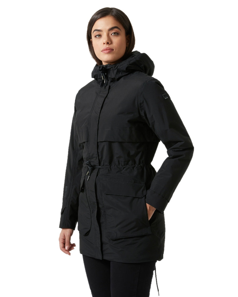 Black Coloured Helly Hansen Womens Boyne Insulated Parka 2.0 on white background 