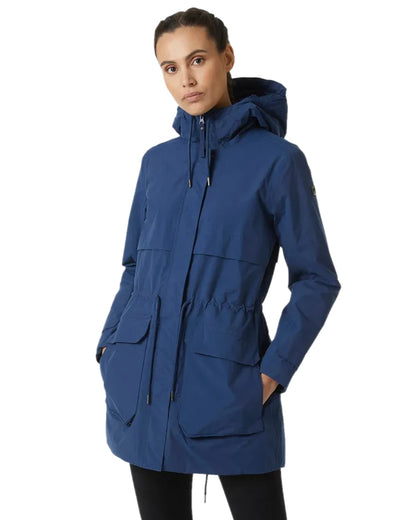 Ocean Coloured Helly Hansen Womens Boyne Insulated Parka 2.0 on white background 