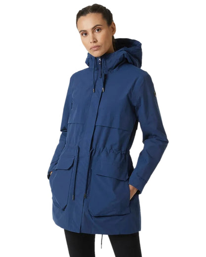 Ocean Coloured Helly Hansen Womens Boyne Insulated Parka 2.0 on white background 