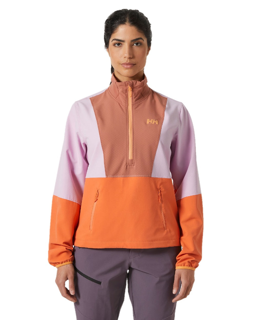 Bonfire Cedarwood coloured Helly Hansen Womens Cascade Shield Anorak on white background 