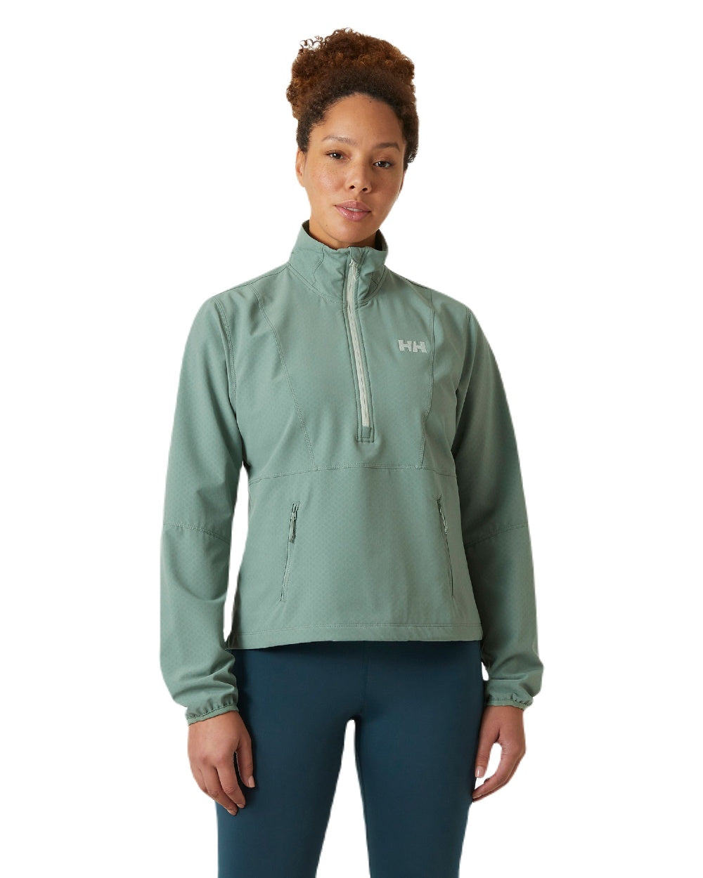 Cactus coloured Helly Hansen Womens Cascade Shield Anorak on white background 