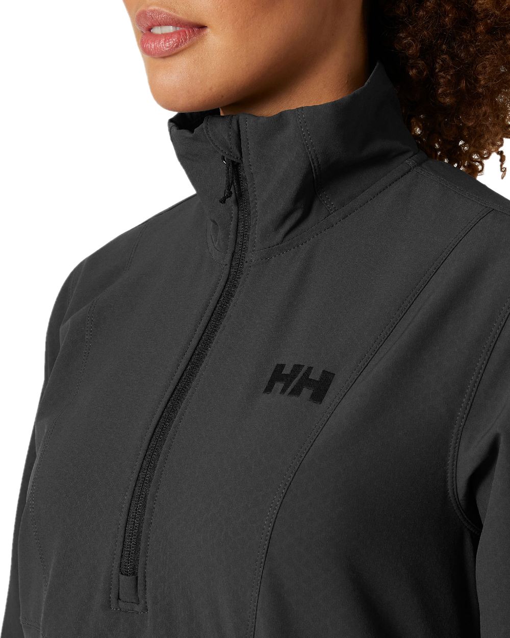 Ebony coloured Helly Hansen Womens Cascade Shield Anorak on white background 